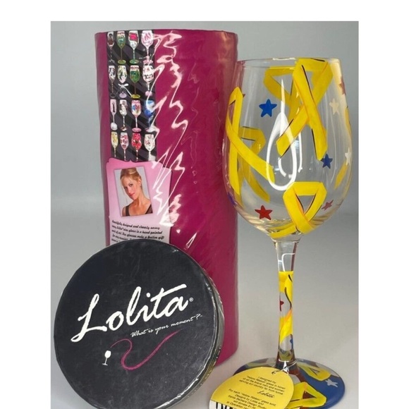 Lolita Dining Nwt Lolita Wine Glass Yellow Ribbon Poshmark
